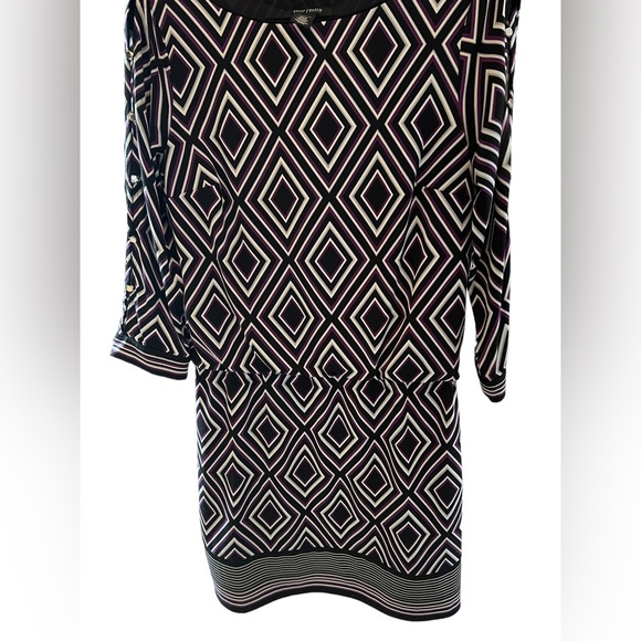 WHBM Purple/Black Diamond Print Tunic Dress Size Medium - Picture 4 of 4